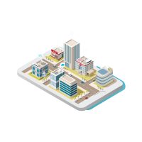 Graphic of smart city with IoT Solution